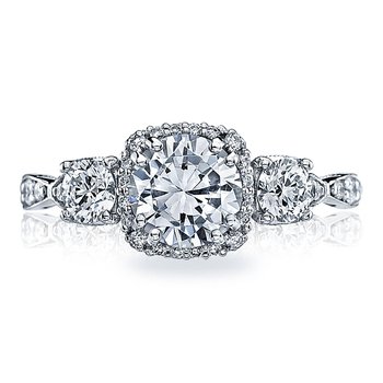 Round with Cushion 3-Stone Engagement Ring 54-2CU