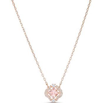 Swarovski Sparkling Dance necklace, Clover, Pink, Rose gold-tone plated 5514488