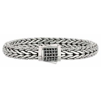 Silver Half Round 9mm Woven Chain Sapphire Bracelet 423-86-4