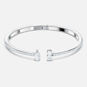 Attract cuff, Mixed cuts, White, Rhodium plated 5556912