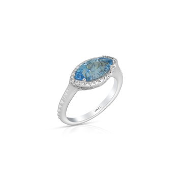 14kt wg 1.90ct Marquise Swiss Blue Topaz & 0.05ct Diamond Ring  845-160-336