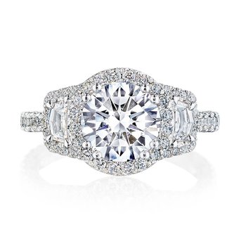 Round 3-Stone Engagement Ring HT2677RD