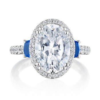 Oval 3-Stone Engagement Ring with Blue Sapphire 269322OVBS