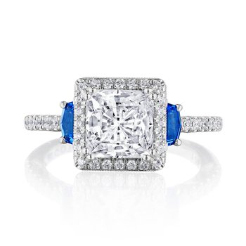 Princess 3-Stone Engagement Ring with Blue Sapphire 269217PRBS