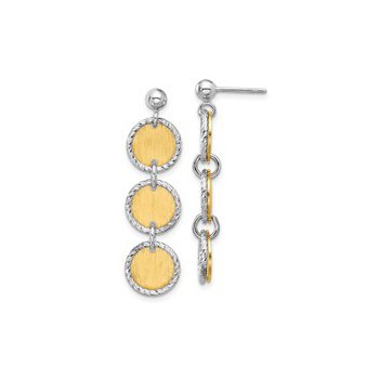 Sterling and Gold Plated Triple Circle Dangle Earrings 420-86-2684