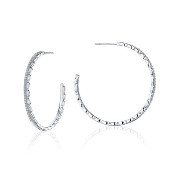 Open Crescent Diamond Hoop Earrings SE260FW