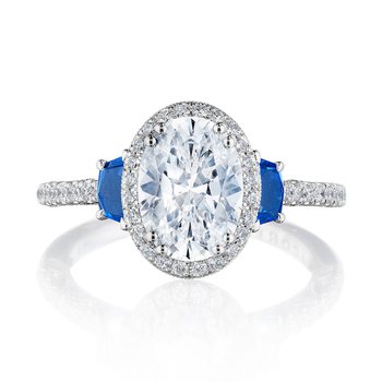 Oval 3-Stone Engagement Ring with Blue Sapphire 269217OVBS