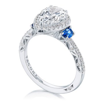 Pear 3-Stone Engagement Ring with Blue Sapphire 269217PSBS