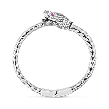 Woven Creatures Snake Bangle With Black Sapphire & Ruby 423-86-7