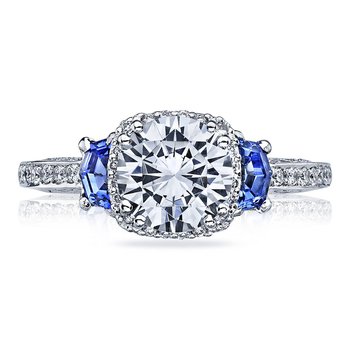Round with Cushion Bloom 3-Stone Engagement Ring 2628RD