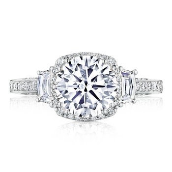 Round with Cushion 3-Stone Engagement Ring 2663CU