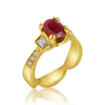 14-Karat Yellow Gold and Ruby Ring 800-216-2673