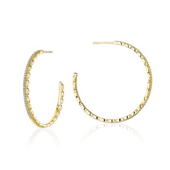 Open Crescent Diamond Hoop Earrings SE260FY