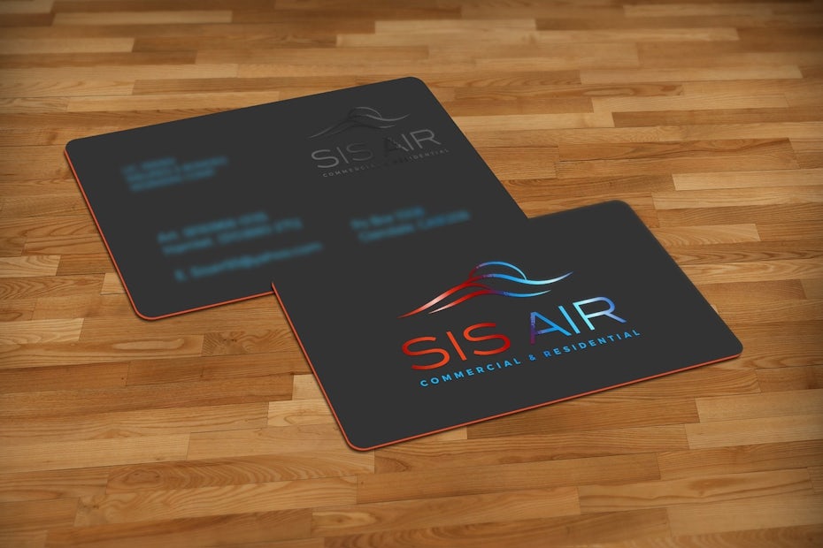 Business cards trends 2020 example: red black and blue real estate business card