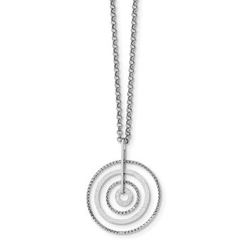 Rhodium Plated Diamond Cut Circle Necklace 420-86-2727