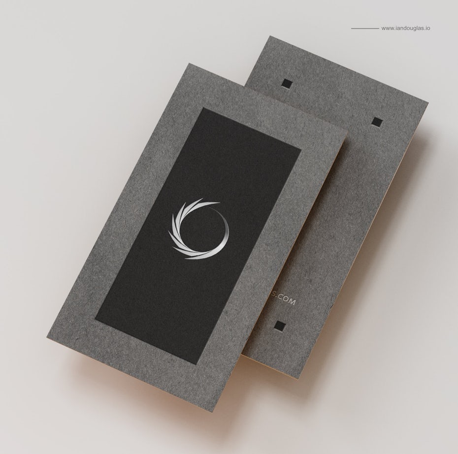 Business cards trends 2020 example: gray border black business card