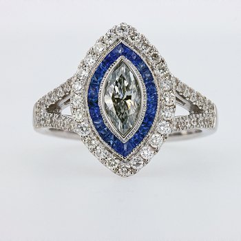 Bridal & Blue Sapphire Diamond Engagement Ring 210-32-1688