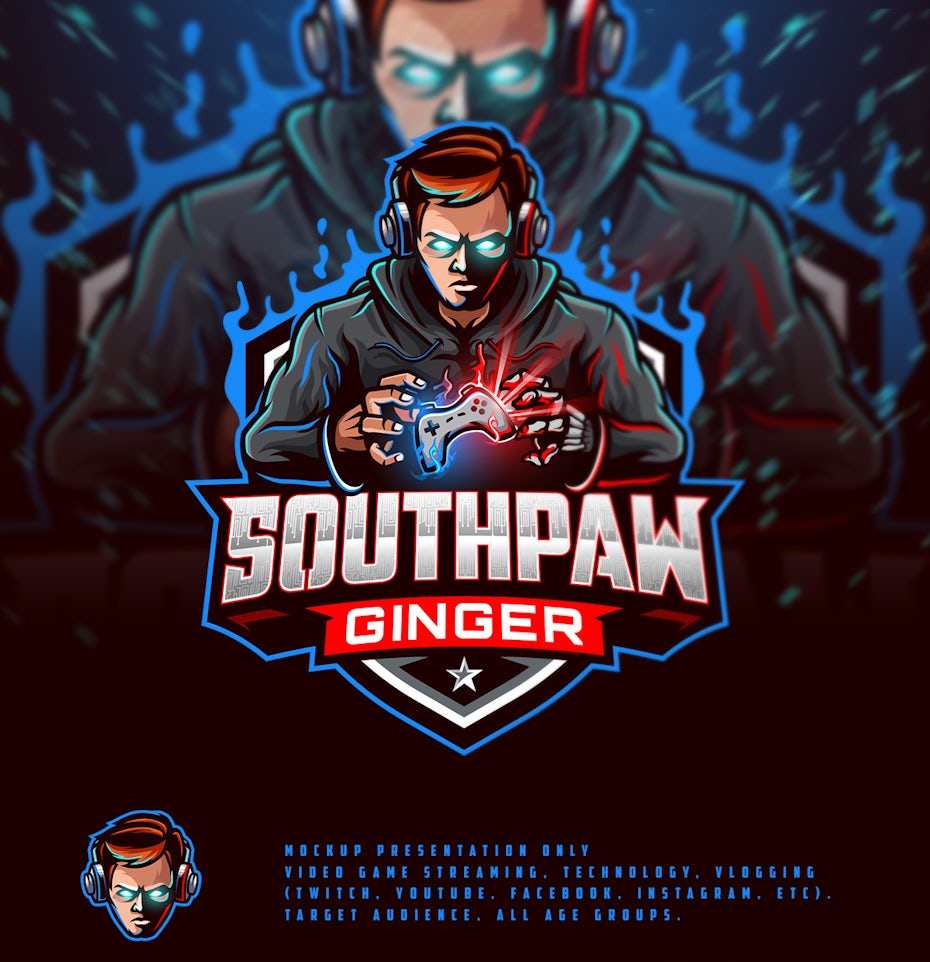 Twitch streamer logo design featuring an illustrated character