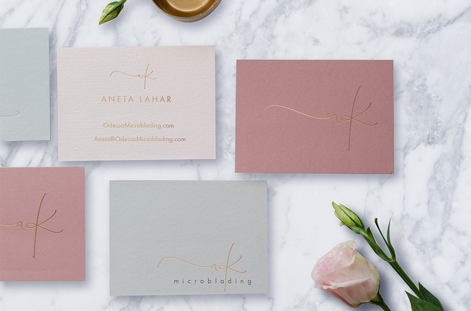 Business cards trends 2020 example: signature microblading business card