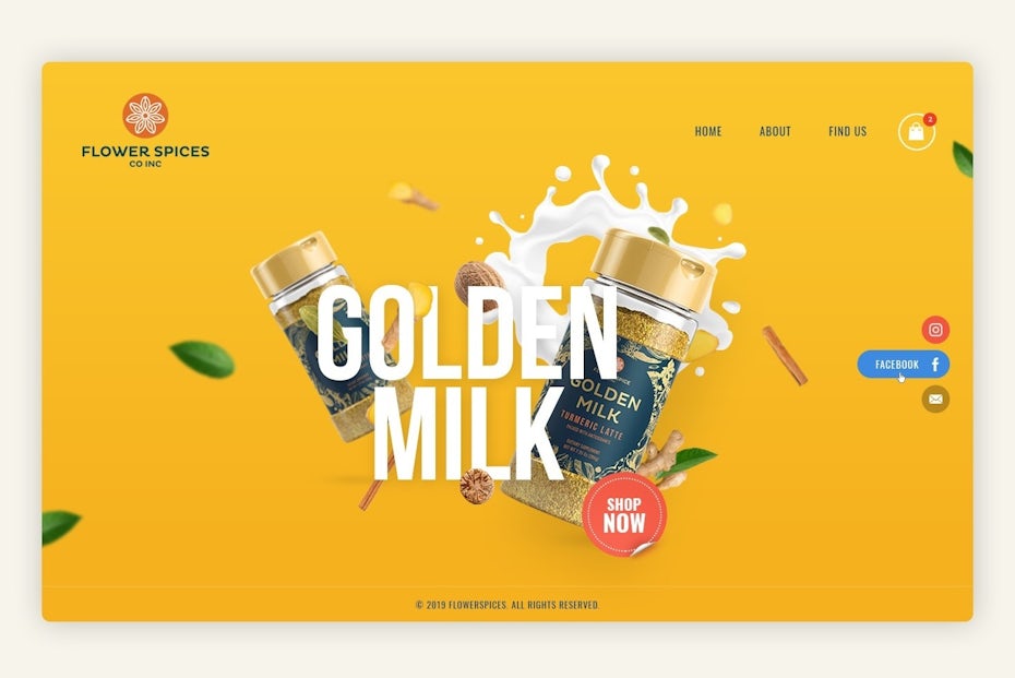 Example of 2020 web design trend of soft shadows and floating elements