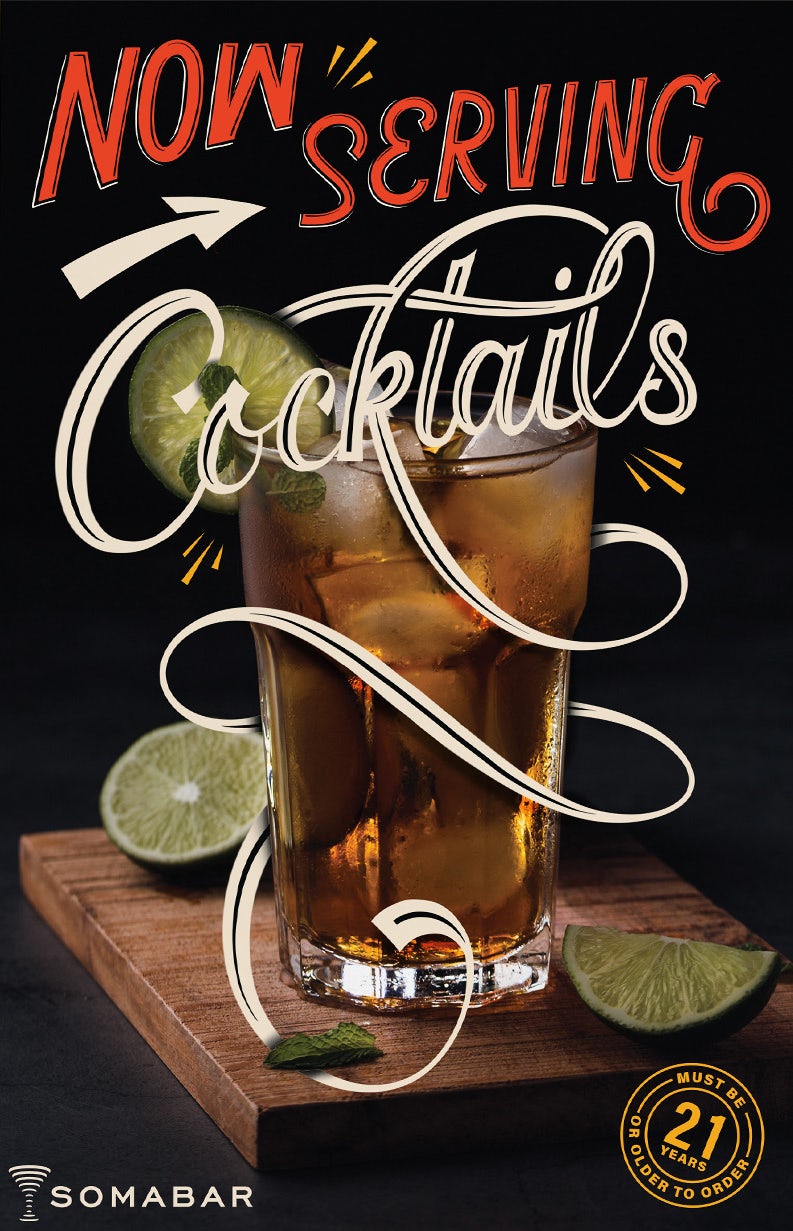 poster of a refreshing cocktail surrounded by cut limes