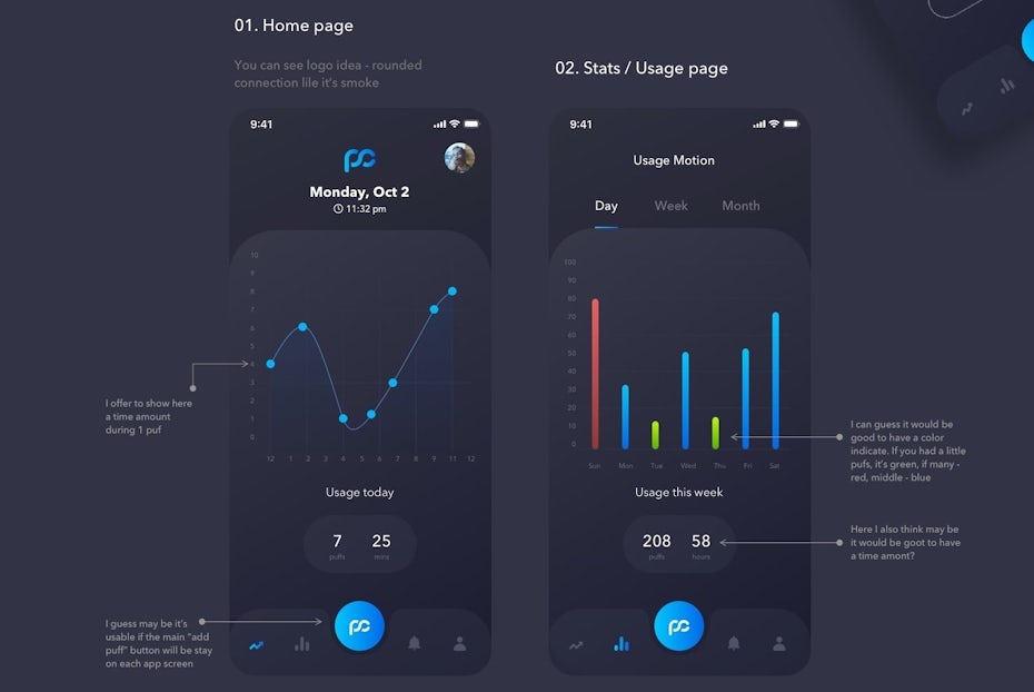 Example of 2020 web design trend dark mode