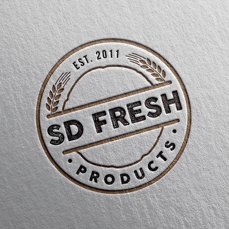 Business cards trends 2020 example: sd fresh products logo design