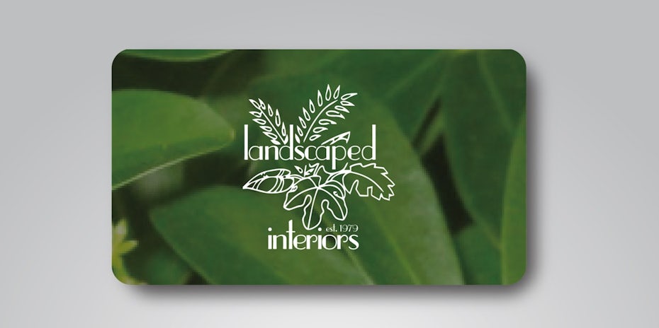 Business cards trends 2020 example: leaves landscape business card