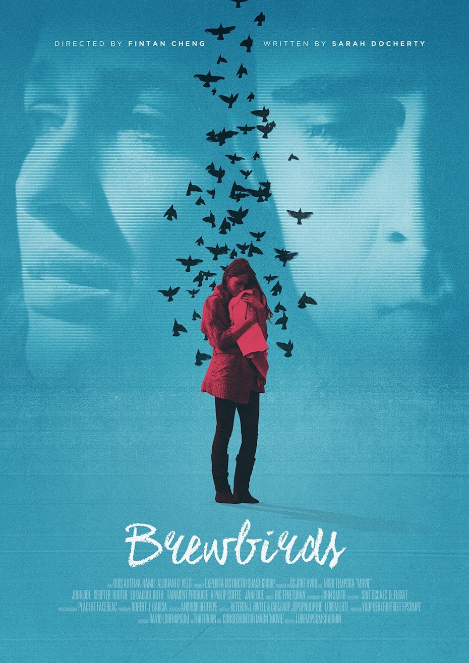 Color trends 2020 example: meaningful color Brewbirds movie poster