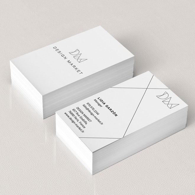 Business cards trends 2020 example: design market black and white business card