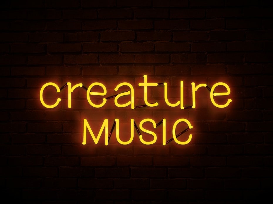 Color trends 2020 example: neon Creature Music logo