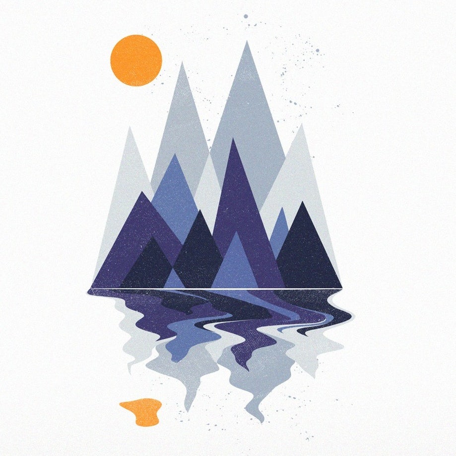 Color trends 2020 example: meaningful color Mountain scene T-shirt