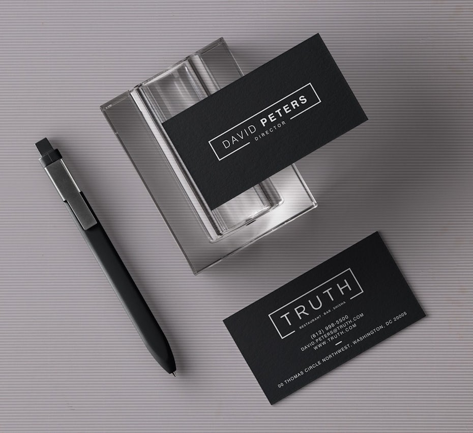 Business cards trends 2020 example: minimal black and white business card design