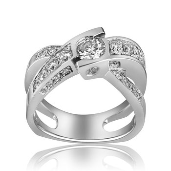 14-Karat White Gold Crisscross Diamond Ring 805-32-738