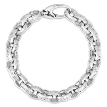 Silver Cable Center Rolo Chain Bracelet 423-86-18