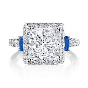 Princess 3-Stone Engagement Ring with Blue Sapphire 269322PRBS