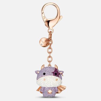 Zodiac Cow Bag Charm, Purple, Rose-gold tone plated 5552795