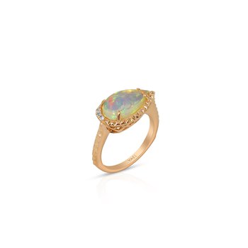 14kt Rose Gold 1.77ct Pear Shape Opal & 0.05ct Diamond Ring  845-194-337