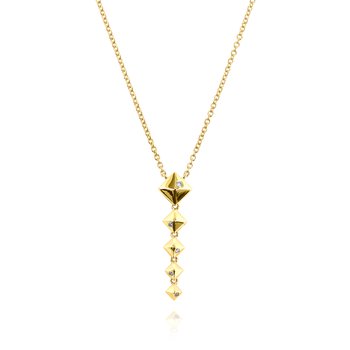 14kt Yellow Gold 0.02 cctw Diamond Five Pyramid Necklace  845-12-330