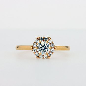Hearts on Fire Hexagonal Halo Engagement Ring 385-26-587