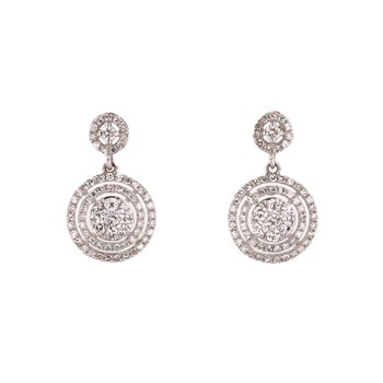 Diamond Cluster Double Halo Dangle Earrings 350-28-1739