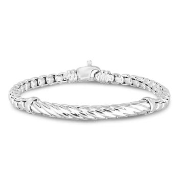 Silver Cable Bar Bracelet With Box Chain 423-86-3