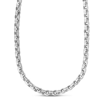 Silver Cable Center Polo Chain Necklace 423-392-17