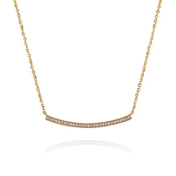 14kt Rose Gold .14cttw Diamond Curved Bar Necklace 845-12-312