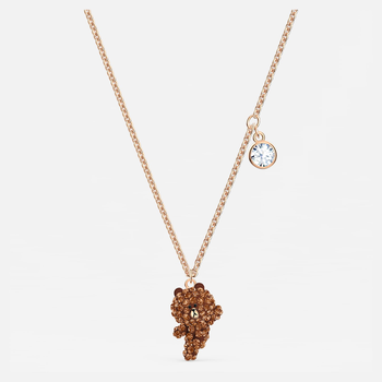 Line Friends Skate Necklace, Brown, Rose-gold tone plated 5525825