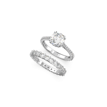 Constella ring, Set (2), Princess cut, White, Rhodium plated 5647662