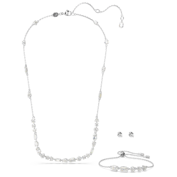 Mesmera set, Mixed cuts, Scattered design, White, Rhodium plated 5665877