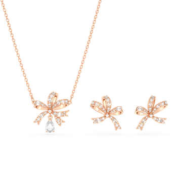 Volta set, Bow, White, Rose gold-tone plated 5661680