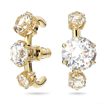 Constella ear cuffs, Asymmetrical design, Round cut, White, Gold-tone plated 5616919