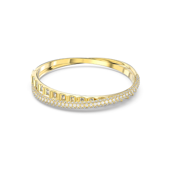 Rota bangle, Mixed cuts, White, Gold-tone plated 5650352